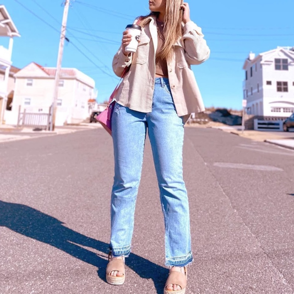 Ripped Light Blue Women’s Straight Leg Jeans